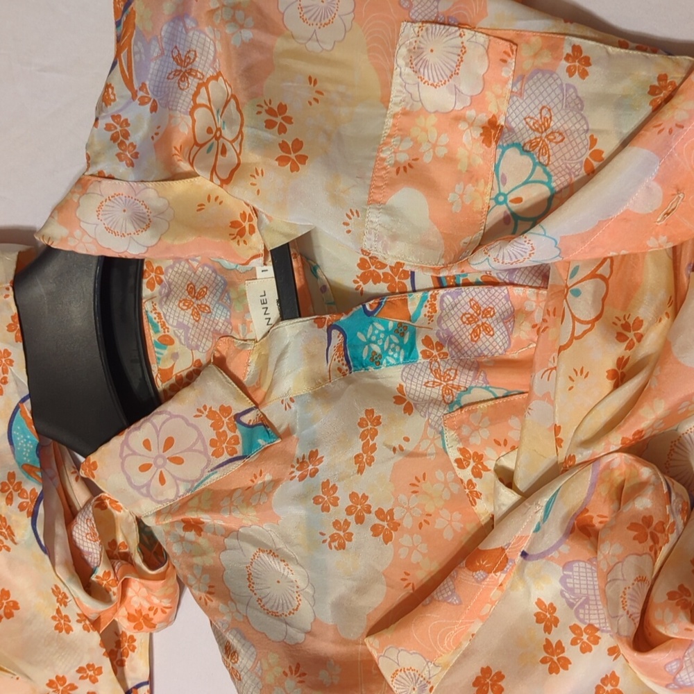 Silk Maxi Dress in peach - Limited Edition Japanese Print by FLANNEL Australia